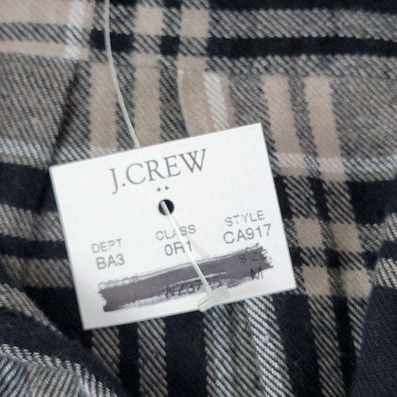 J. Crew Men's Classic Fit Black And Gray Plaid Button Down Flannel Shirt  M NEW - Picture 8 of 10